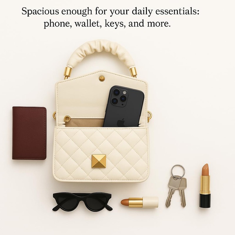 Quilted Mini Handbag with Chain Strap, Quilted Crossbody Bag, Small