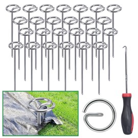 150Pcs Landscape Garden Staples - 6 Inch Circle Landscape Fabric Pins, Strong and Not Easy to Bend, with Hook Tool, Suitable for Outdoor Gardening, Garden, Turf, Fabric