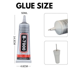 FIXWANT B-7000 Clear Glue for Rhinestones Crafts, Clothes Shoes Fabric, B7000 High Viscosity Glues for Cell Phone Screen Repair Jewelry Stone Metal Nail Art Glass (2 x 50ML/1.68fl.oz)