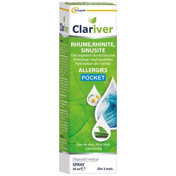 Cooper Clariver Rhume Rhinite Sinusite Allergie Pocket Spray Nasal 30 ml