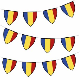 AK Giftshop Romania Pennant Flag Bunting Birthday Wedding Events Decorations - 12pcs / 2.5m Ribbon