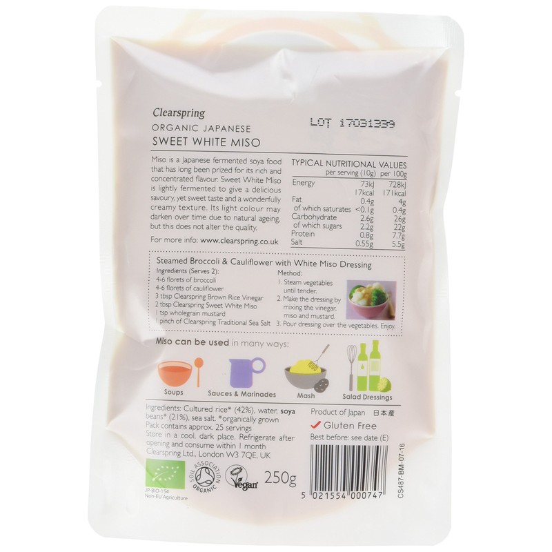 Clearspring Organic Sweet White Miso 250 g (Pack of 2)