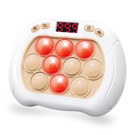 Intoypad Pop Game Light Up Fidget Toy for Kids, 6 Modes LED Screen Quick Push Game Controller Electric Fidget Popper Car Games Quick Push Bubble Games Birthday Toys for Kids White