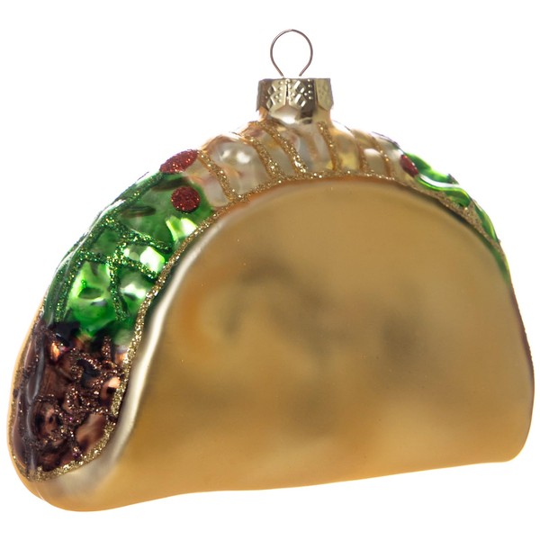 2pcs Blown Glass Taco Ornaments for Christmas Tree, Set of