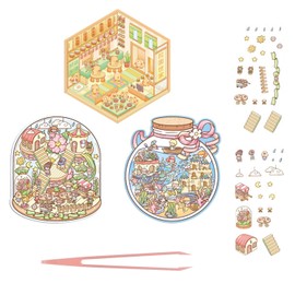 6 Sets Cute Mini 3D House Stickers, DIY House with Tweezers for Kids Teens Girls, Make Your Own Mini Room Scenes, Craft Scrapbook Stickers for Journal Planners Decor for Relief Stress Pass The Time