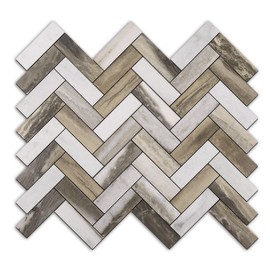 STICKGOO Herringbone Peel and Stick Backsplash, 10 Sheets PVC Kitchen Backsplash, Faux Wood Stick on Tiles for Kitchen
