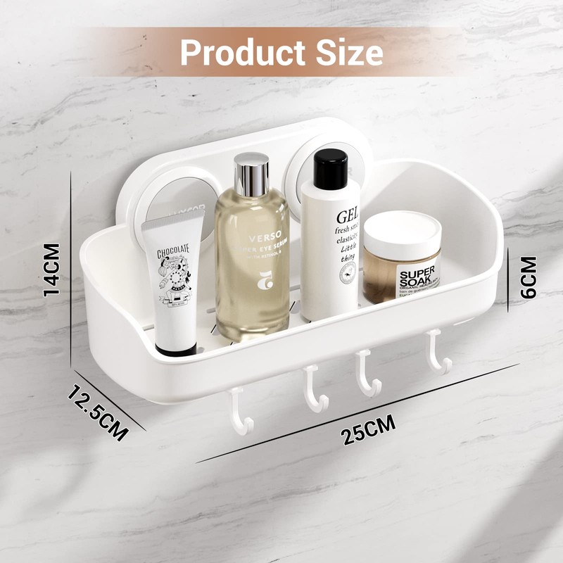 Luxear Shower Caddy, Suction Cup Shower Shelf, No Drilling Powerful
