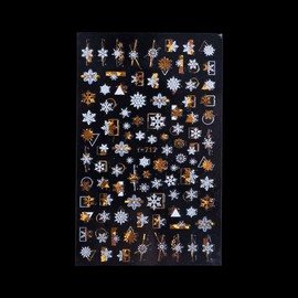 RRQG Christmas Nail Stickers Gold White DIY DIY Nail Decals Nail Foils Manicure Sliders Holographic Self Adhesive Laser Stickers(F717)