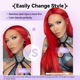 WindTouch WindTouch Red Clip in Hair Extensions for Women Real Human Hair, Red Hair Extensions 18 Inch 70g 7pcs, Remy Human Hair Clip in Extensions for Women, Soft Natural Straight