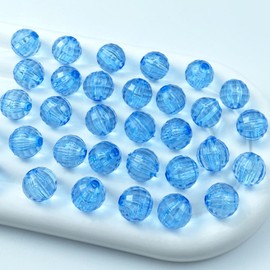 Tingoons 1000 PCS 6mm Acrylic Round Faceted Beads Crystal Spacer Beads Multiple Faceted Loose Beads for DIY Jewelry Making Bracelet Necklace Earring Wind Chimes Wine Charms Sun Catchers(Light Blue)