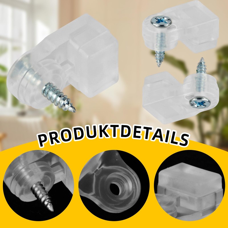 Pack of 15 Glass Retainer Clips with Screws, Cupboard Glass