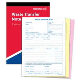 Ocean Pads Waste Transfer Note A5 50 Sets Book 3-Part Carbonless Paper (70055)