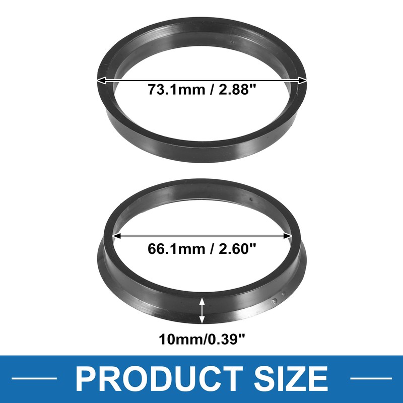 A ABSOPRO Hub Centric Rings 73.1mm to 66.1mm Plastic Black