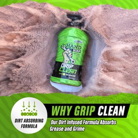 Grip Clean - Ultra Heavy Duty Hand Cleaner For Auto Mechanics - Dirt-Infused Walnut Hand Scrub - Exfoliating Waterless Hand Cleaner. Lemon Scented Mechanic Soap for Grease, Oil, Paints, Filthy hands