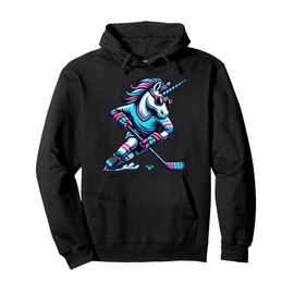Cool Ice Hockey Unicorn Playing Sport Pullover Hoodie