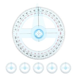Gadpiparty 6pcs Clear Plastic Protractor Ruler with Rotating Indicator for Precision Measurement for Drafting and Math Applications in School and Office