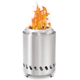 Portable Table Top Fire Pit, Smokeless Stainless Steel Firepit, Mini Outdoor Stove with Stand, Small Fire Pit for Camping, Outdoor & Patio - Wood Burning/Pellet Fueled