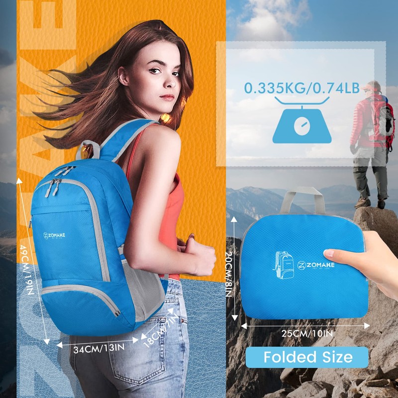 ZOMAKE Foldable Backpack - Lightweight Folding Backpacks 30L, Packable Hiking