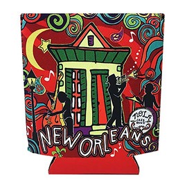 New Orleans Jazz Fest Colorful Music Souvenir Can Holder Neoprene Drink Huggie Cooler Sleeve