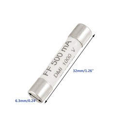 YXQ 1000V 500mA Ceramic Fuse 6.3 x 32mm White for Multimeter 5 PCS