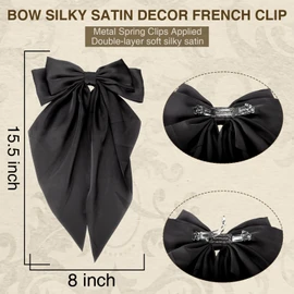 OOTDAY Hair Bows Oversized Long Tail Hair Bow Hair Bands Cute Hair Accessories for Women Birthday Gifts (Black)