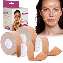 2 Pieza Cinta lifting facial, 2.5*10M Parches de Antiarrugas(Tono de Piel)