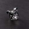 Men's Horn Goat Skull Ring Silver Stainless Steel Statement Ring