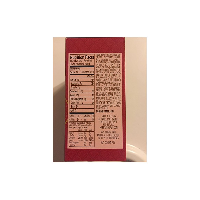 Harry and David, Milk Chocolate Cherries, 8 ounces.