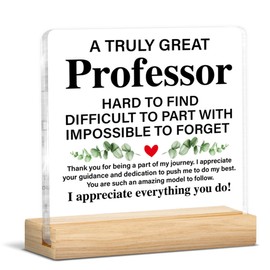 Professor Gifts for Women Men, Thank You Gifts for Professor Appreciation Acrylic Plaque Sign with Wooden Stand Home Office Decor