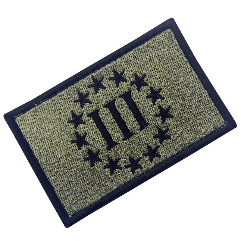Three Percentage Tactical Morals Applique Embroidered Velcro Patch Olive Brown
