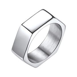 Stainless Steel Hexagon Geometric Ring for Men Size 11