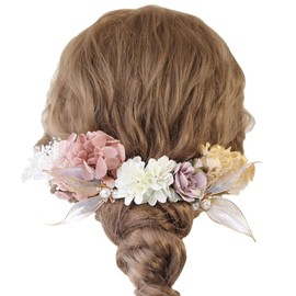 Bud Flower Hair Ornament, For Coming-of-Age Ceremonies, American Flowers, Graduation Ceremonies, Dry Flowers, Mizuki, Mom, Gold Foil, Kimono, Long Sleeves, Hakama, Weddings, Shichi-Go-San Hair-179B