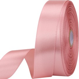 1 inches 50 Yard Rose Gold Satin Ribbon for Gift Wrapping, Wedding, Crafts, Christmas,Easter, Floral, Hair, Invitation Decorations and More