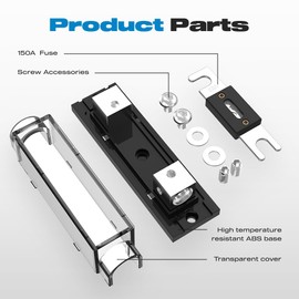 ANL Fuse Holder,Malictele 150Amp Fuse with 0/2/4 Gauge AWG Inline ANL Fuse Holder,Car Audio ANL Fuse Holder widely Used in Cars Trucks Boats, GFH-150A