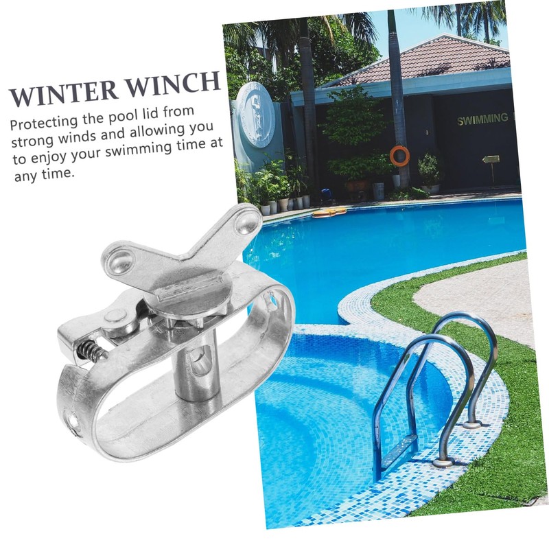 Kisangel 2pcs Ground Pool Cover Cable Winch Self-Locking Hoist for