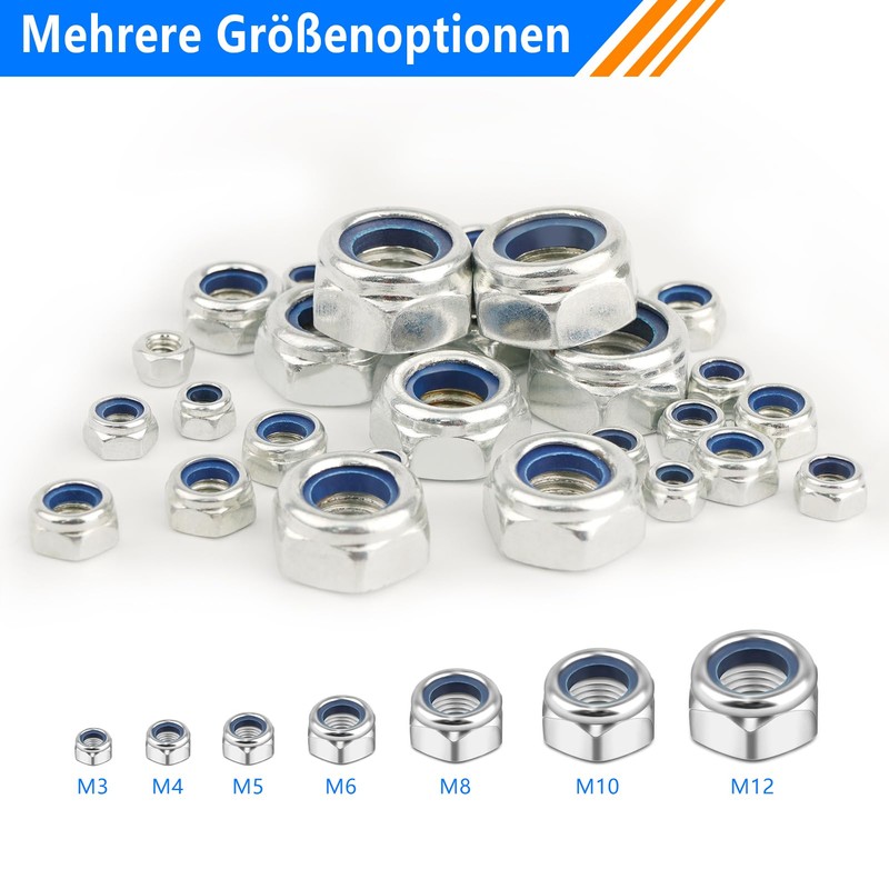 Hexagonal Nuts Set, Stainless Steel Nuts, Self-Locking Nuts, Locking Nuts,