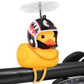 wonuu Bike Bell Squeeze Rubber Ducks with Helmet for Car Dashboard Decoration Duck Motorcycle Bicycle Cycling Accessories, Shark-No Sunglasses