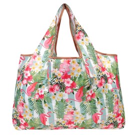 allydrew Large Foldable Tote Nylon Reusable Grocery Bag, 3 Pack, Aloha