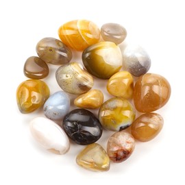 Cherry Tree Collection 1/2 Pound Polished Stones - 1/2" - 1" Size Tumbled Stones - Tumbled Crystals Bulk for Healing, Reiki, Chakra (Yellow Lace Agate)