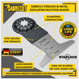 5 x SabreCut SCFN65J_5 65mm x 40mm Bimetal (BIM) Long Life 14 TPI Japan Coarse Tooth Multi Tool Blades for Bosch Fein Starlock/Starlock Plus and Starlock Max Multi Tool Fitting System and Accessories