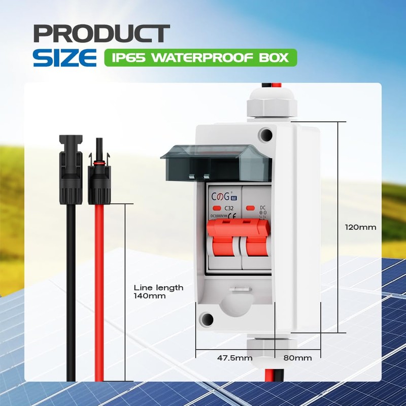 Solar Panel Disconnect Switch, CGELE 32 Amp DC 1000V Breaker