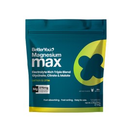 BetterYou Magnesium Glycinate, Citrate & Malate Supplement | Magnesium Max Powder - Lemon & Lime Flavoured, 3-in-1 Powder 375mg Elemental Magnesium, Fast Absorbing, Fast Acting & Easy to Use Drink