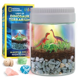 NATIONAL GEOGRAPHIC Dinosaur Terrarium Kit for Kids – Multicolor Light Up Terrarium Kit for Kids, Build a Dinosaur Habitat with Real Plants & Fossils, Science Kit, Dinosaur Toys for Kids, Kids Science