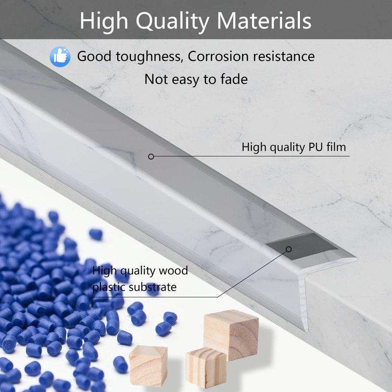 3 Pcs 49" Wall Corner Protector Trim, White Marble Grain