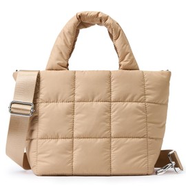 KALIDI Quilted Tote Bag Small Puffer Crossbody Bag for Women Lightweight Nylon Puffy Shoulder Handbag with Adjustable Strap