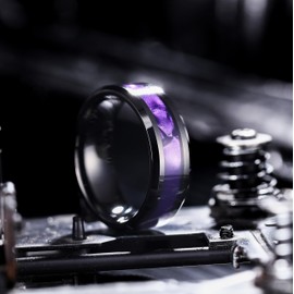 King Will 8mm Mens Wedding Band Tungsten Ring for Men Purple Shell Black Plated Engagement Ring Daily Wear P 1/2 (8)