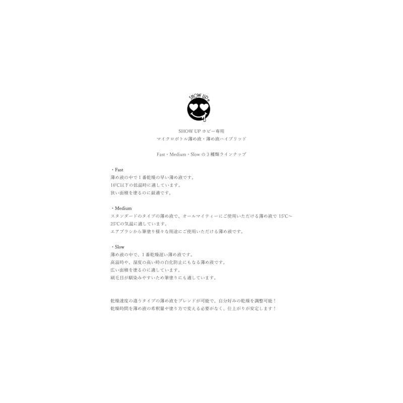 SHOW UP Micro Bottle Thinner Throw