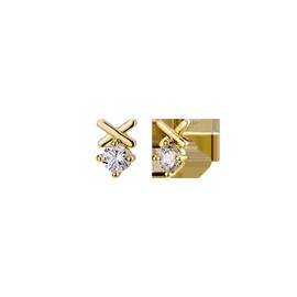 Gold&Deer 14K Goldfield Cross Point Cubic Earrings Yellow Gold / 골드앤디어 14K 골드필드 크로스 포인트 큐빅 귀걸이 옐로우골드
