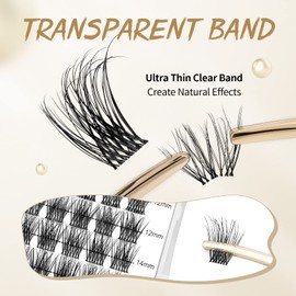 Cluster Lashes QUEWEL 72 Pcs DIY Cluster Eyelash Extension, Soft Individual Eyelashes D Curl Eyelash Clusters MIX8-16mm Length Lightweight For Personal Makeup Use At Home(QU18-D-MIX8-16)