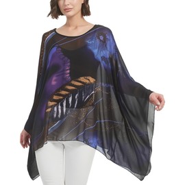 CuteSwan Ladies Womens Chiffon Lagenlook Batwing Sleeve Casual Loose Kaftan Tunic Top Blouse